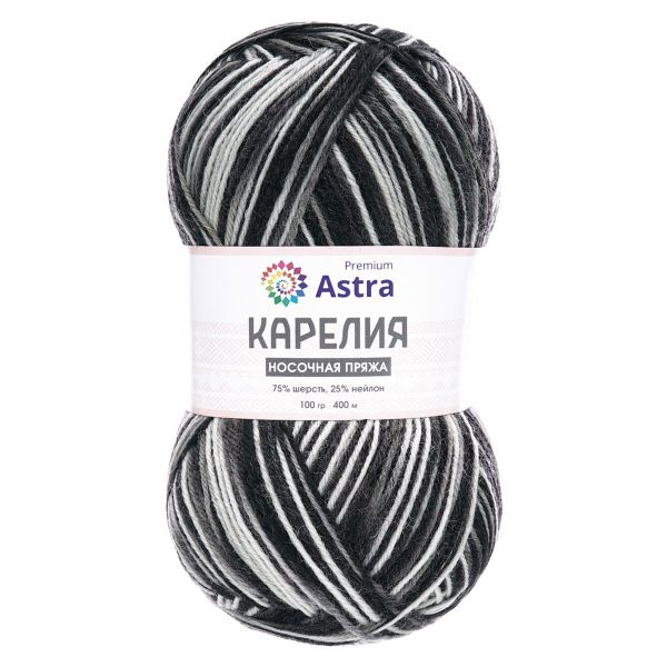 Пряжа Astra Premium (Астра Премиум) Карелия носочная (Karelia sock) / уп.2 мот. по 100 г, 400 м, 1015