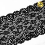 Кружево бельевое эластичное 180 мм / 25 м, YSTL00578, цв.02 черный, Kruzhevo