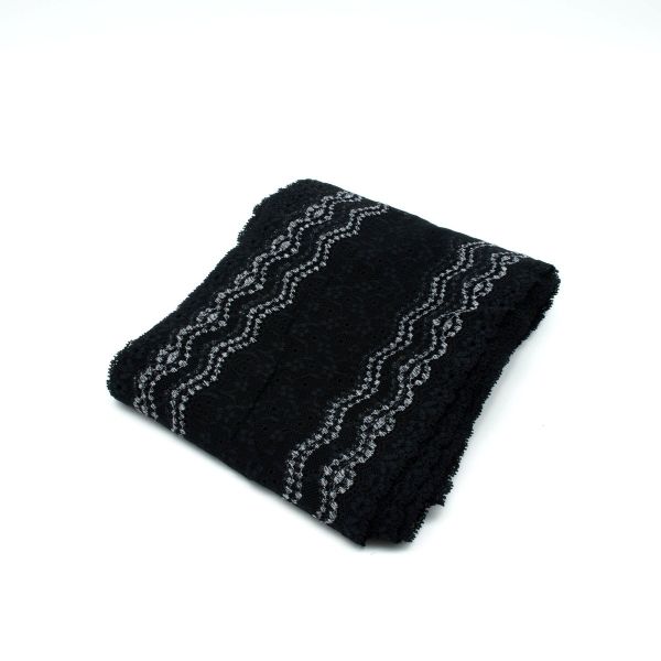 Кружево бельевое эластичное 180 мм / 10 м, черный, S090718