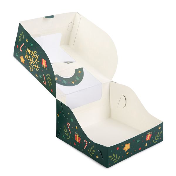 Коробка для мини-торта 14х14х8 см, №1 Изумрудный карнавал, S-Chief CBC-007