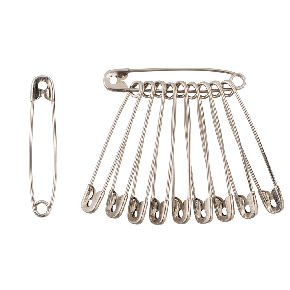 Булавки английские №4 (1-55) 1000 шт (100х10 шт), белый металл, Gamma 1-55 С-61