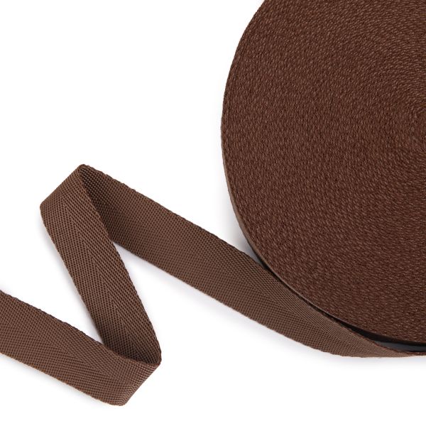 Стропа (ременная лента) 25 мм / 25 метров, толщ. 0.91 мм, [14.4 г/пог.м], 100% п/п, коричневый, Gamma 3074