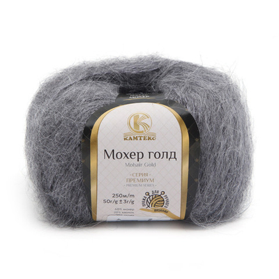 Пряжа Камтекс Мохер Голд / уп.10 мот. по 50 г, 250 м, 176 серый меланж