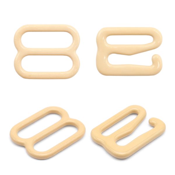 Набор крючки + регуляторы для бюстгальтеров металл 10.0 мм, (12 крюч., 6 регул.), телесный