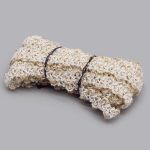 Тесьма отделочная вязаная 21мм / 10м (белый/золото), С808Г7