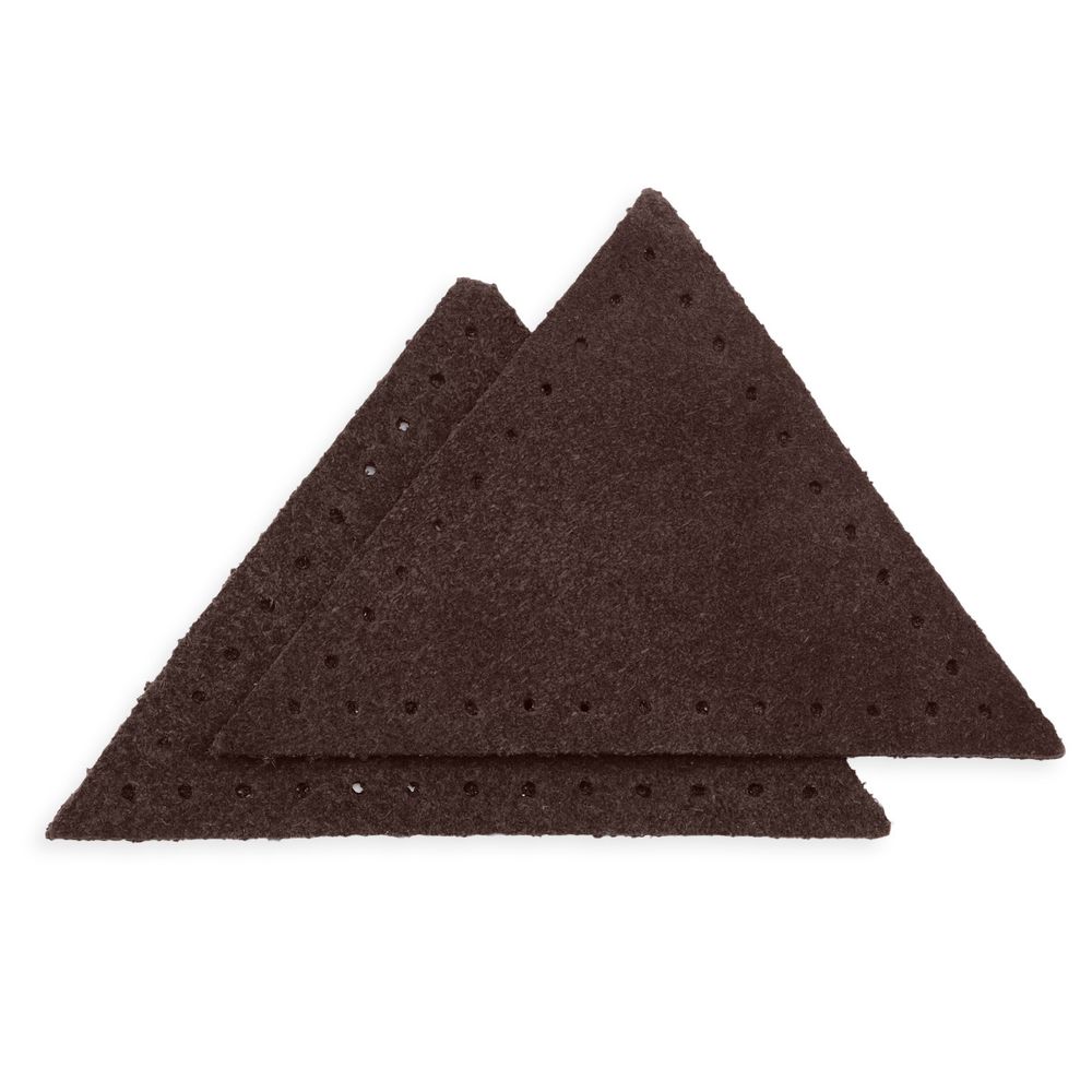 Заплатки пришивные из замши треугольник 6х6х6 см, с перфорацией, 2шт/уп, 21 темно-коричневый, 59902