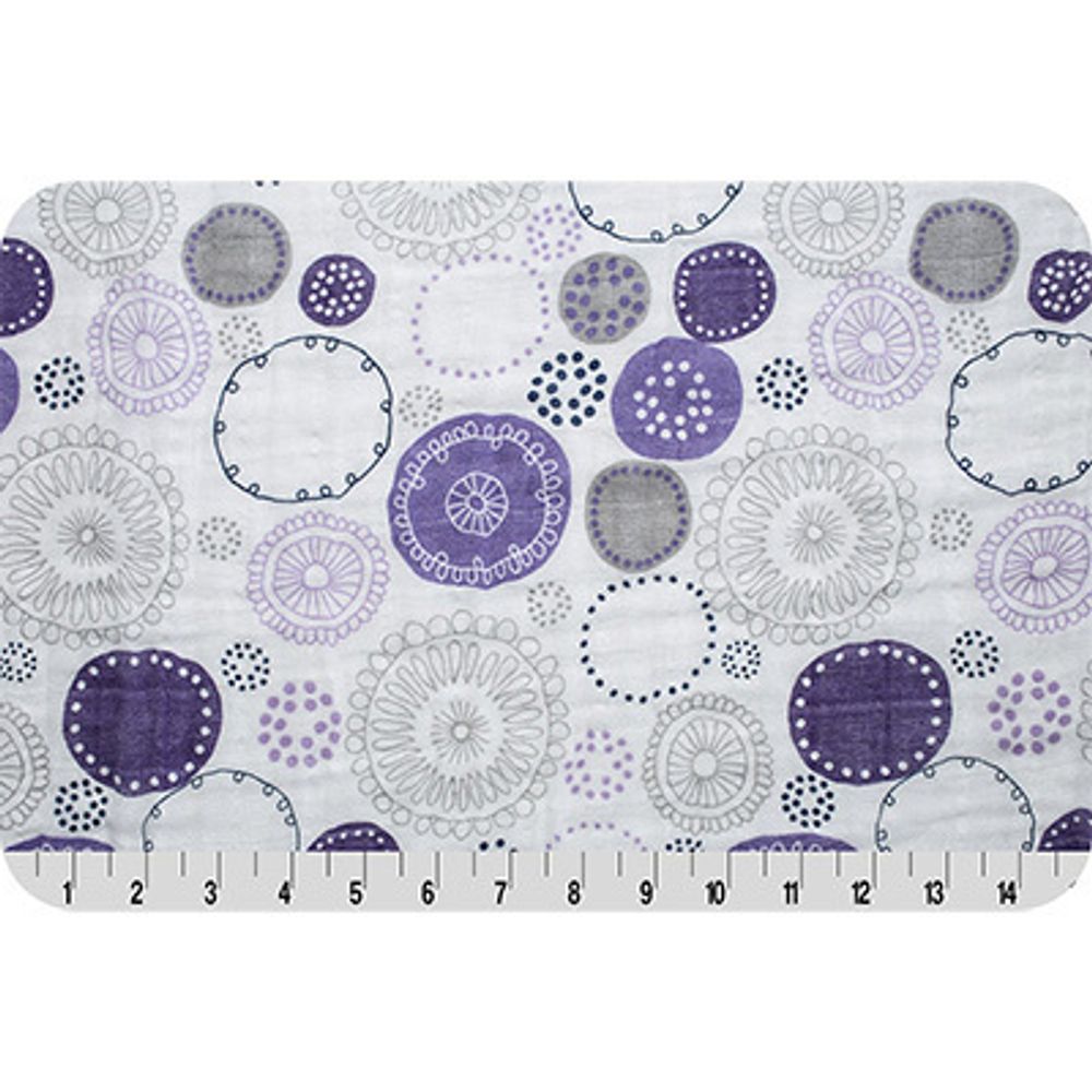 Ткань для пэчворка Peppy Embrace (марлевка), отрез 100х125 см, 120 г/м², whimsy circle amethyst, Shannon Fabrics