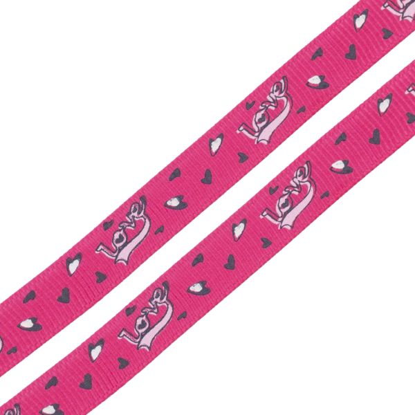 Лента репсовая (в рубчик) 10.0 мм, 3м, Love, розовый