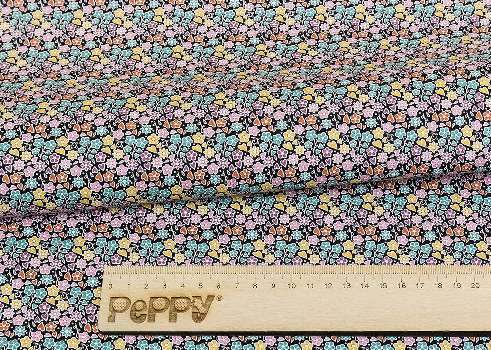 Ткань для пэчворка Peppy Крошки-матрешки, рулон 112 см / 5 метров, КМ-12 черный, Peppy
