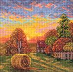 Набор для вышивания нитками Panna, Осенние росы, 16,5х16,5 см