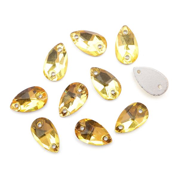 Хрустальные стразы пришивные формы капля, желтый 7х12 мм 10 шт/упак., ХК004НН712
