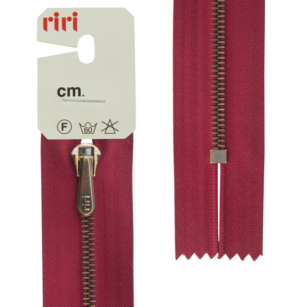 Молния металл брюч. RIRI Т4 (4 мм) AM, слайд.HS4, н/раз., 18 см, цв. тесьмы 2411, бордовый, упак. 5 шт