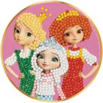 Алмазная (кристальная) мозаика Фрея, магнит Василиса, Варя и Аленка, 10х10 см