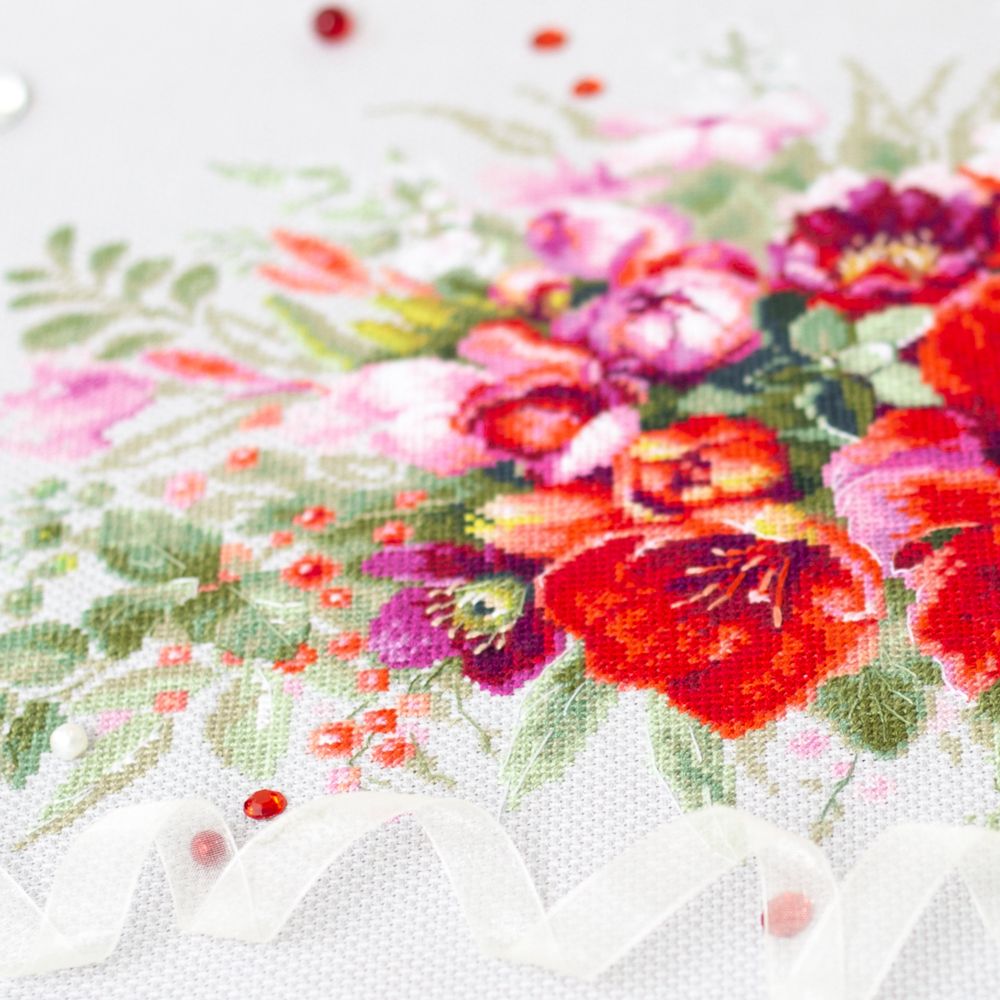 Набор для вышивания нитками Чудесная игла, Букет с амариллисом 36х27см