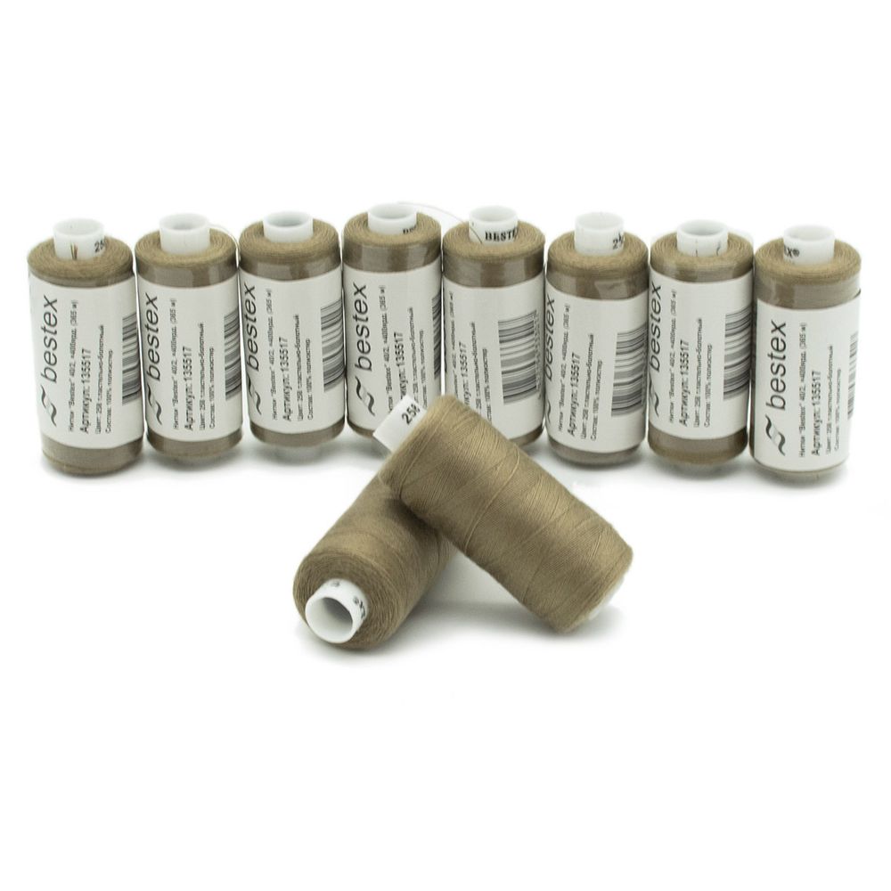 Нитки швейные бытовые Bestex 40/2, 365 м (400 ярд) / 10 кат., 258 цинковый серый