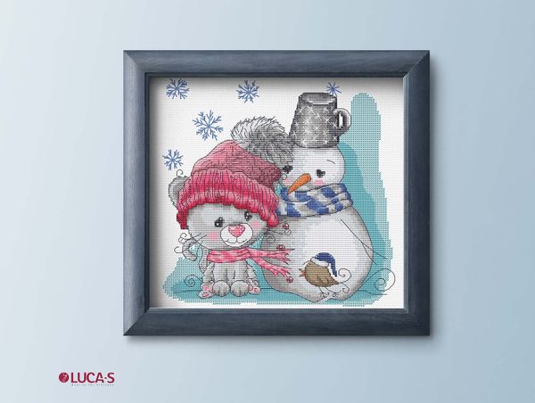 Набор для вышивания нитками Luca-S, Котенок и друзья, 19х18 см