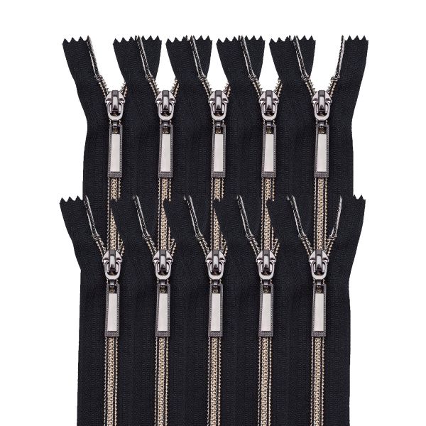 Молния спираль (витая) Т7 (7 мм) 1 зам., н/раз., 18 см, черн.ник. / черн, 10 шт