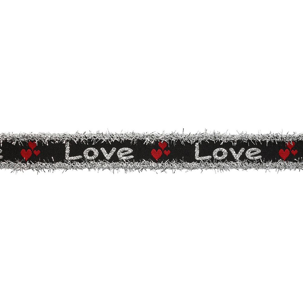 Тесьма лампасная 20 мм / 10 метров, с люрексом с надписью Love