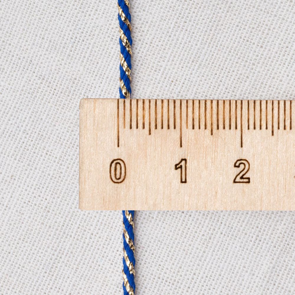 Шнур отделочный с метанитом ⌀3.0 мм / 20м (полиэстер 68%, метанит 32%), темно-васильковый с золотом, Р2869