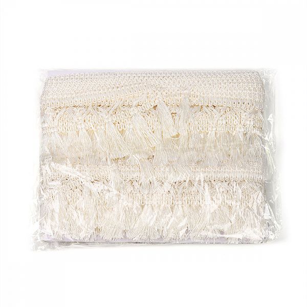 Бахрома отделочная 70.0 мм / 10 метров, 6154-0419, с кисточками, цв.6343 молочный