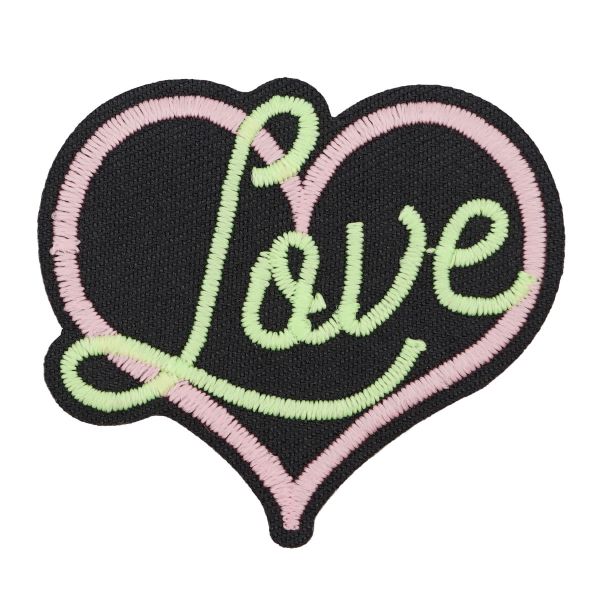 Термоаппликация светящаяся в темноте Сердце Love, Hobby&Pro
