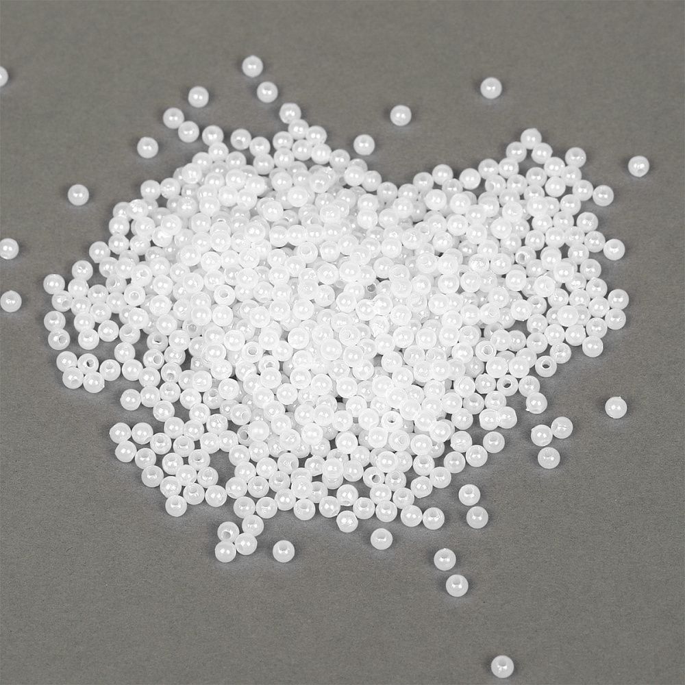 Бусины пластик (перламутр) ⌀4 мм, цв.033 белоснежный, уп.500г (15000 шт), Magic4Hobby