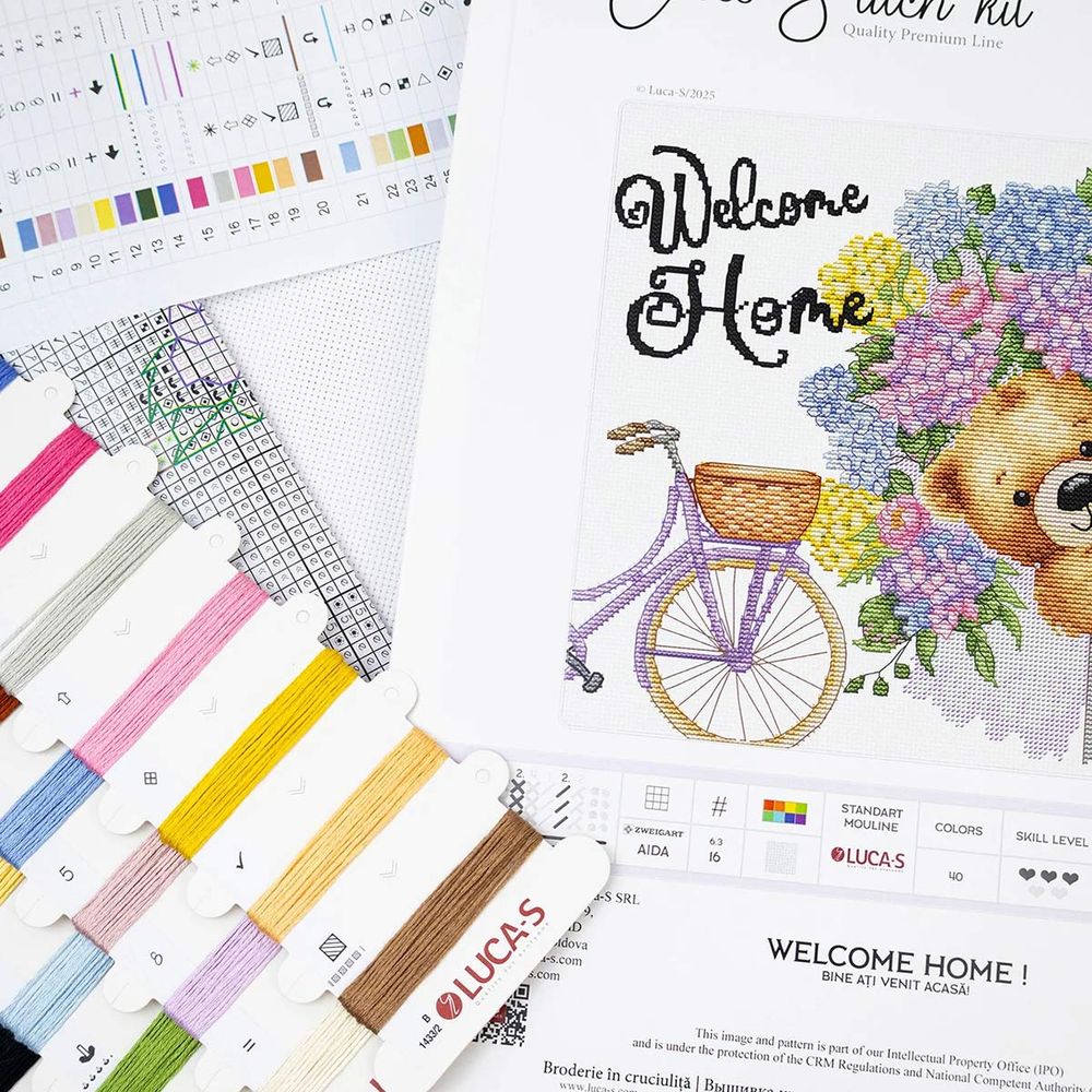 Набор для вышивания нитками Luca-S B1433, Добро пожаловать домой!, 22х22см