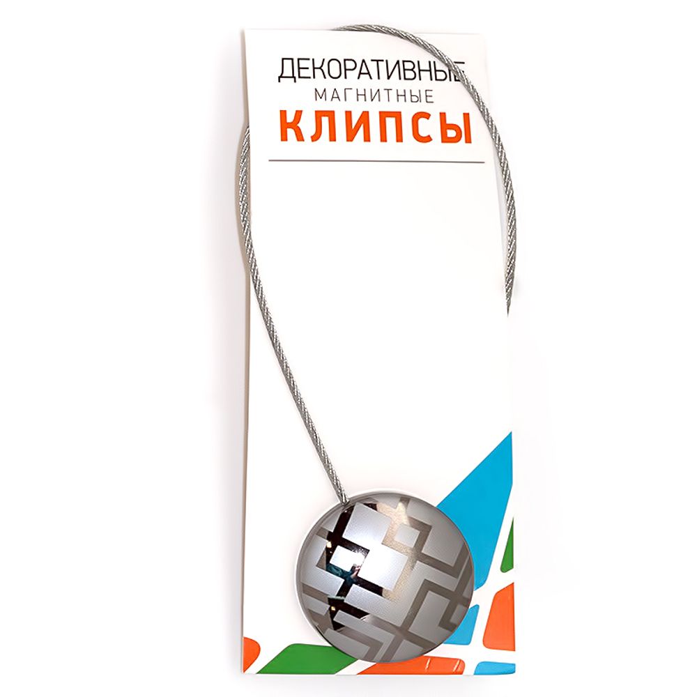 Подхваты шторные магнитные с рисунком ⌀45 мм, 1 шт, 26П антик (квадраты), Gamma