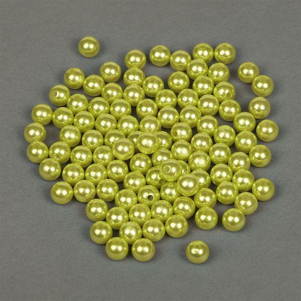 Бусины пластик (перламутр) ⌀10 мм, цв. 017 салатовый, 50 г, Magic4Hobby