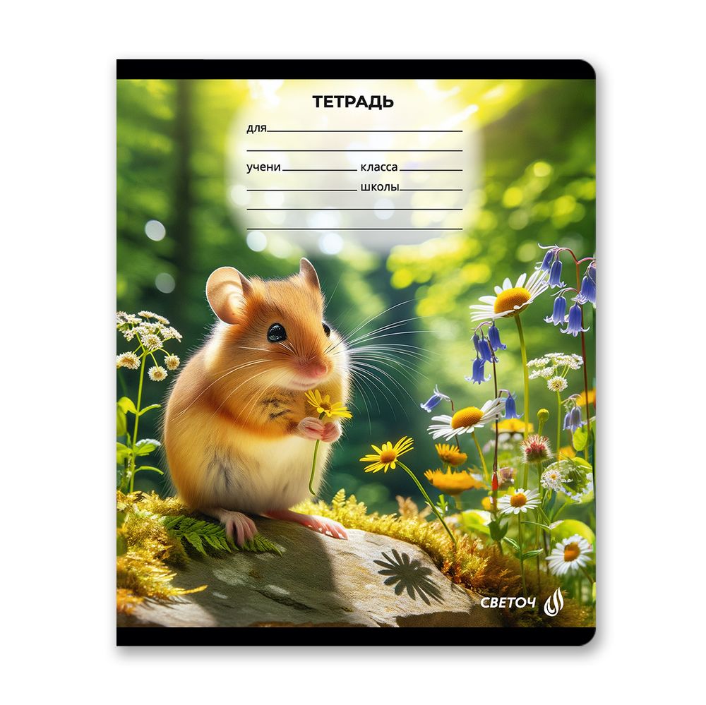 Тетрадь ученическая школьная, A5 18 л. на скобе 65 г/м², белизна 100% 20 шт клетка, 01414 Любопытные мордочки, Светоч Т75