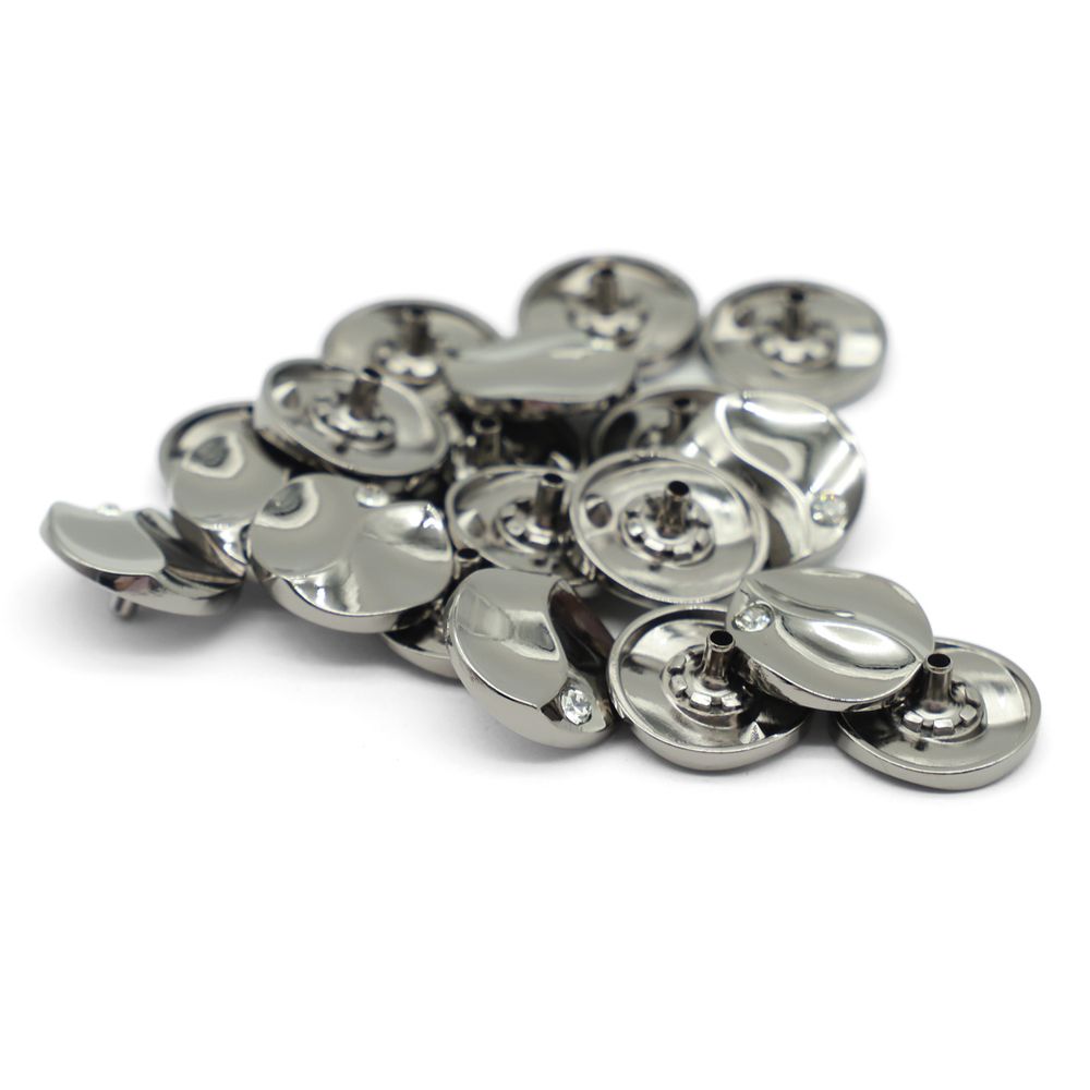 Часть кнопки Альфа (S-образная) ⌀22 мм (A-часть), 5/22 чер.никель мет.BRASS (А) инь-янь со стразом, 20 шт