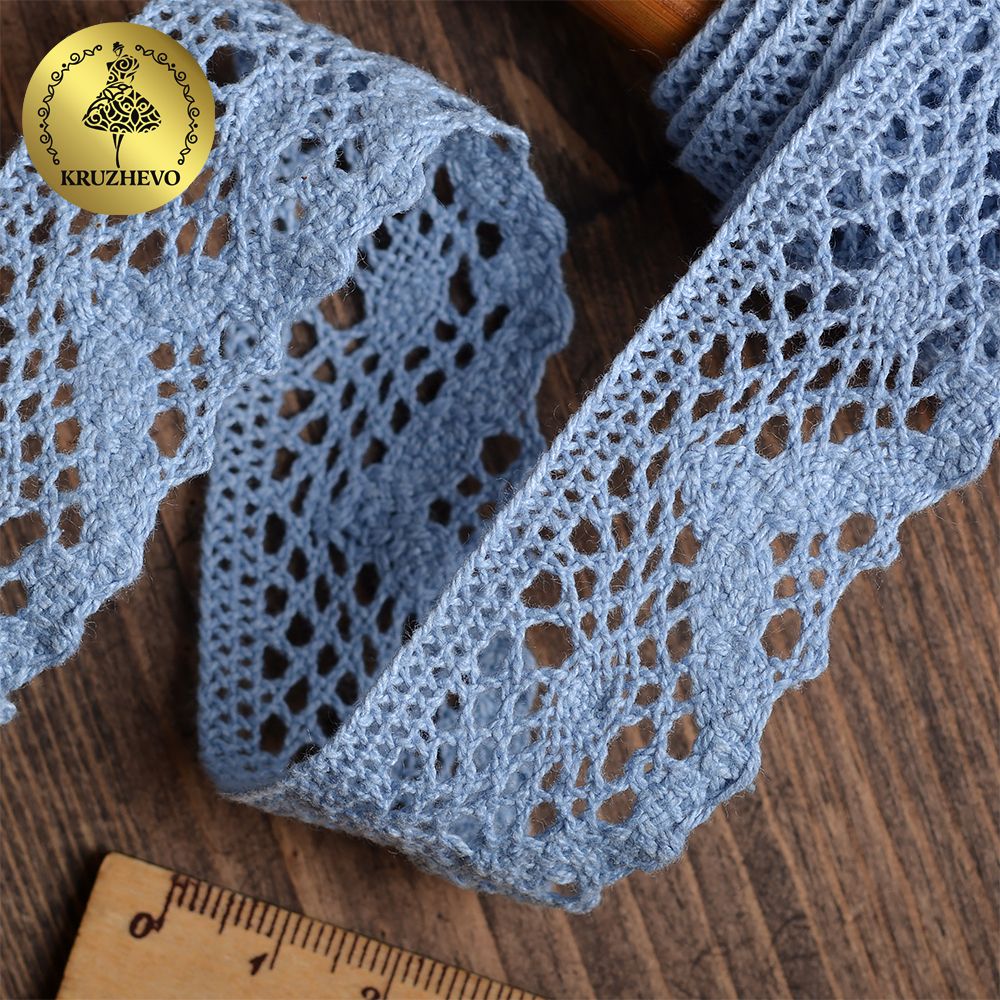 Кружево вязаное (тесьма) 30 мм / 10 метров, TBY-5234 цв.23 голубой, Kruzhevo