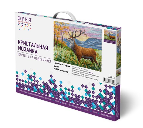 Алмазная (кристальная) мозаика Фрея ALPD-131, на подрамнике Олень в горах, 40х30 см