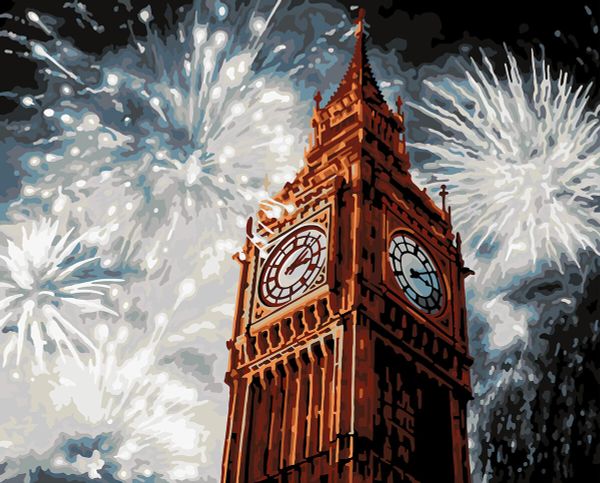 Картина по номерам Фрея PNB/PLDD-244, Фейерверк над Биг-Беном, (со светодиодами) 50х40 см