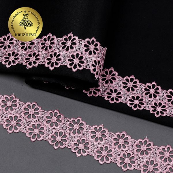 Кружево гипюр (плетёное) 44 мм, диз. 133, цв.7 розовая пудра, уп. 9 м, Kruzhevo