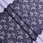 Кружево бельевое эластичное 400 мм / 3.4 метра, цвет темно-синий