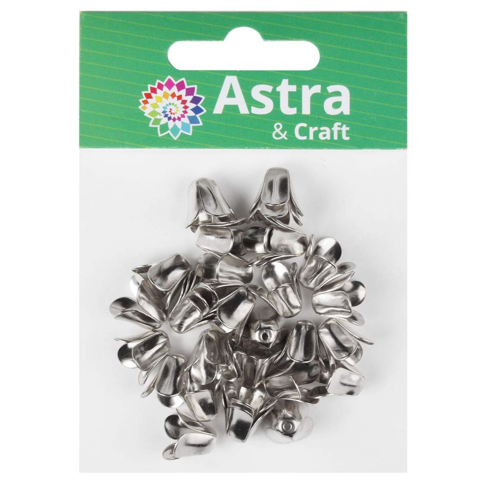 Шапочка для бусин, 12мм 30 шт/упак, Астра (Серебро) 4AR201