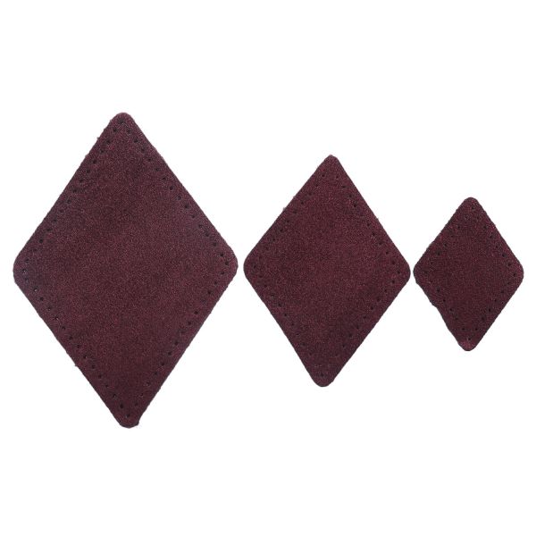 Набор заплаток пришивных из замши, ромб 4х5,6см, 6х8,4см, 8х11,2см, с перфорацией, 3 шт (31 бордовый), 59405
