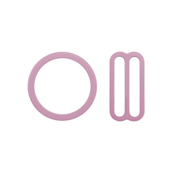 Набор фурнитуры для бюстгальтера металл (кольца ⌀18 мм + регуляторы 19 мм по 4 шт), 1381 сирень, 27810