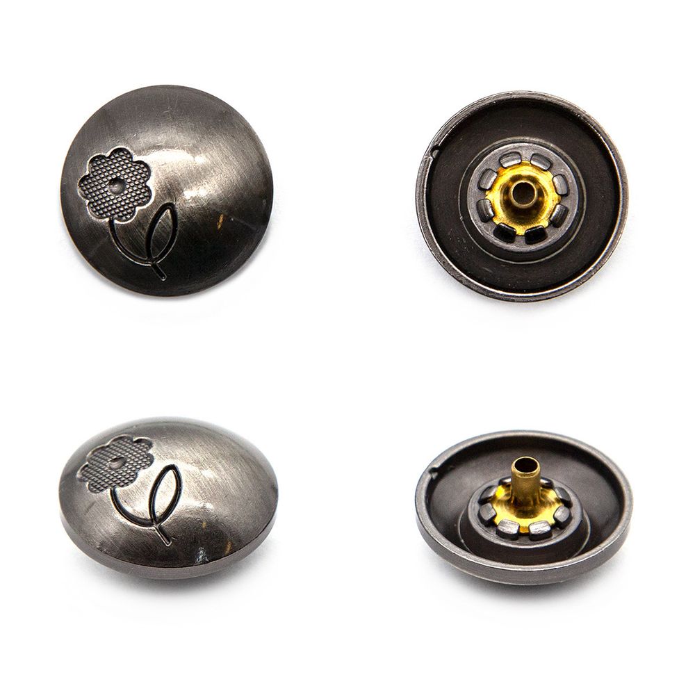 Часть кнопки 5/22 темное серебро мет. сфера с цветком, 20 шт