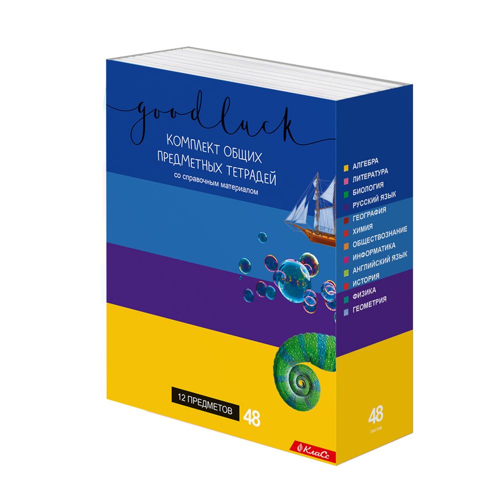 Комплект предметных тетрадей Удачная A5+ 48 л. 12 шт, на скобе 100% клетка/линия, 48КТСК5 000197 Алгебра, Английский, Биология, География, Геометрия, Физика, Химия, История, Русский, Литература, Обществознание, Информатика, Светоч