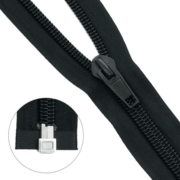 Молния спираль (витая) Т10 (10 мм) 1 зам., разъем., 75 см, черный, 10 шт