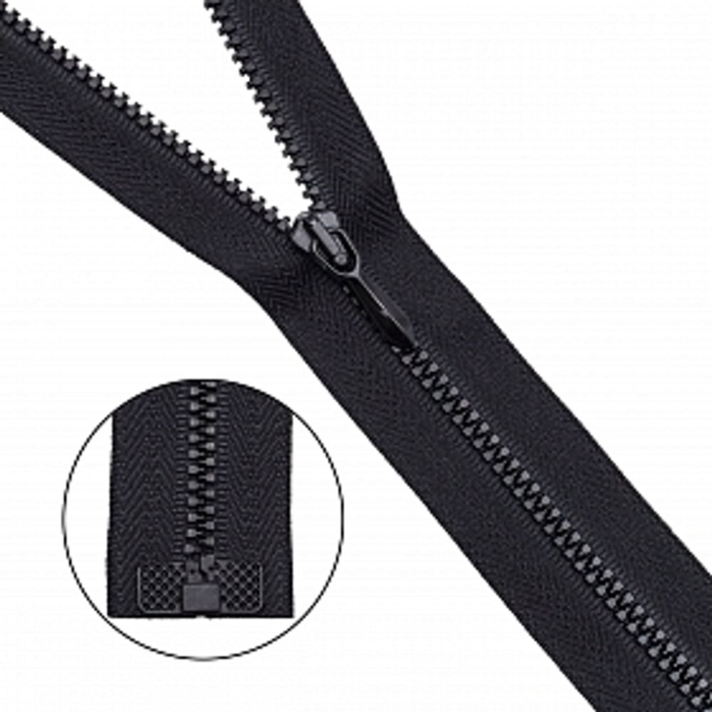 Молния трактор Arta Т5 (4.5 мм) 1 зам., разъем., 55 см, цв. 077 черный, уп.5 шт