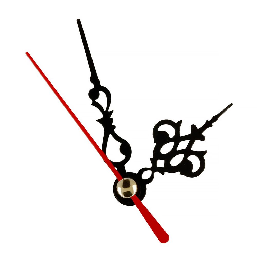 Стрелки для часовых механизмов (часовая/минутная/секундная) ЧМС, 5 шт, 39/52/52 мм, ( черный/красный)