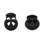 Фиксатор (зажим) для шнура металл 2 отв., 20.5х15.6 мм, ⌀3.5 мм, металл, P.Black (черная резина), MFR12, 10 шт