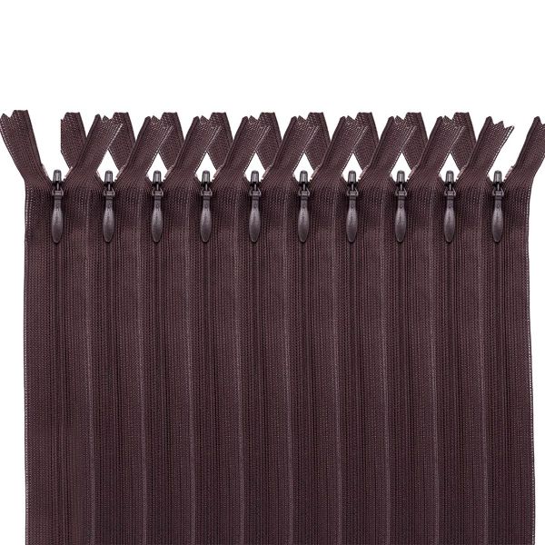 Молния потайная (скрытая) Т3 (3 мм) 1 зам., н/раз., 20 см, т.коричневый, 31208 / 20, 10 шт