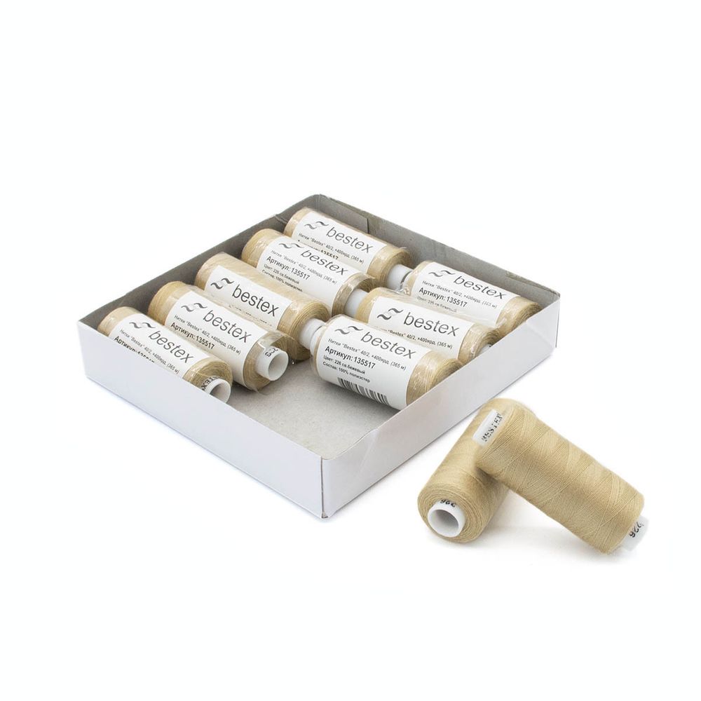 Нитки швейные бытовые Bestex 40/2, 365 м (400 ярд) / 10 кат., 226 светло-бежевый