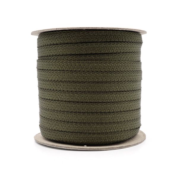 Стропа (ременная лента) 10 мм / 100 метров, толщ. 0.5 мм, [6 г/пог.м], 100% п/э, 016 хаки, С609