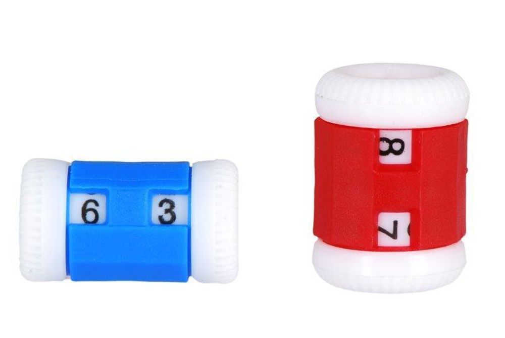 Счетчик рядов для прямых спиц ⌀2-5мм и ⌀4,5-6.5 мм, пластик, красный/синий Knit Pro, 10816