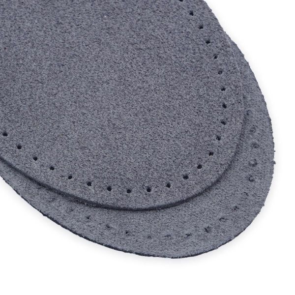 Заплатки пришивные из замши, овал 6х8,2см с перфорацией, 2 шт, 100% кожа, 26 серый, 59114